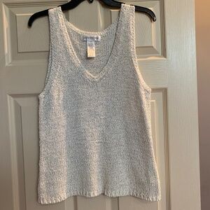 Jones New York Cream/Gold Sleeveless Knit Sweater sz M